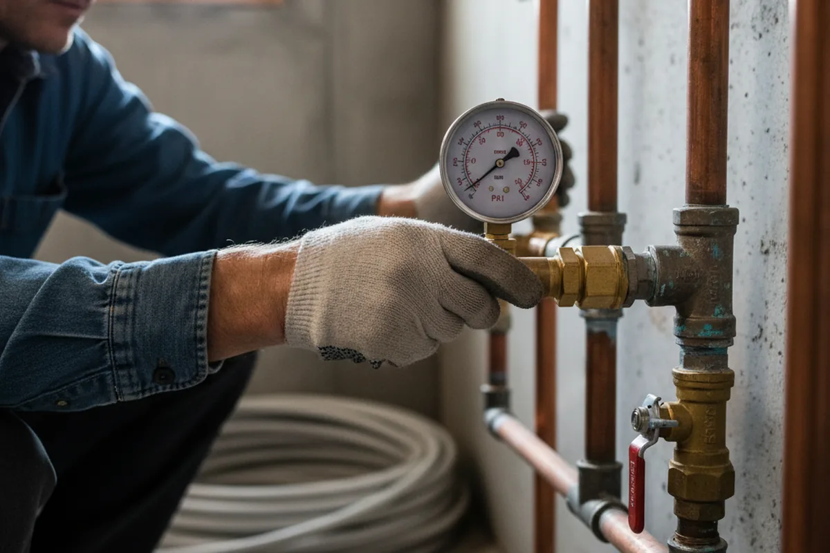 Pressure testing a repaired line during Water Line Repair in Taylorstown