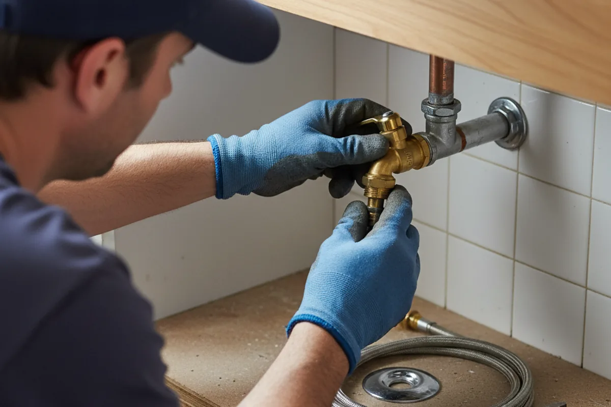 Shutoff valve and fitting work during Emergency Plumbing in Taylorstown